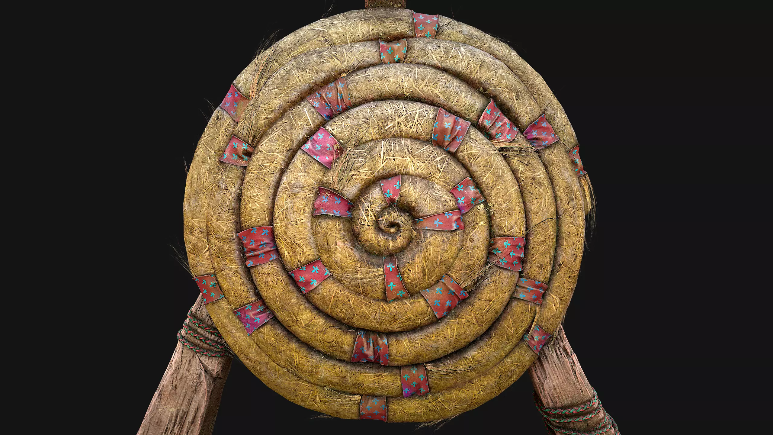 Medieval Wooden Straw Target Dummy for Combat Shooting range Low-poly 3D model_27