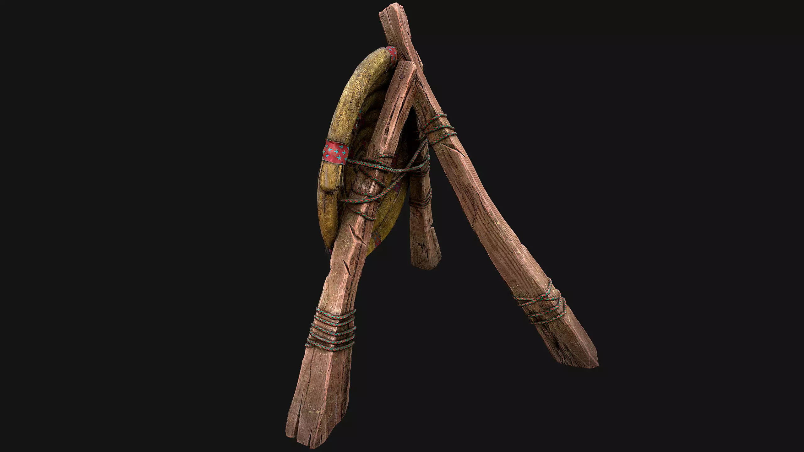 Medieval Wooden Straw Target Dummy for Combat Shooting range Low-poly 3D model_10