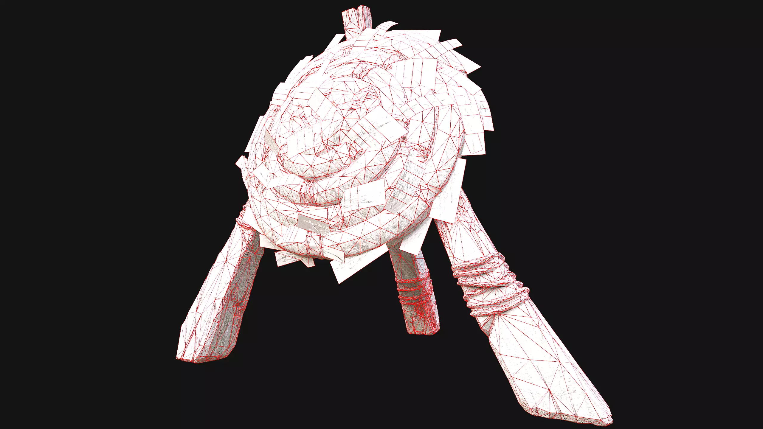 Medieval Wooden Straw Target Dummy for Combat Shooting range Low-poly 3D model_30