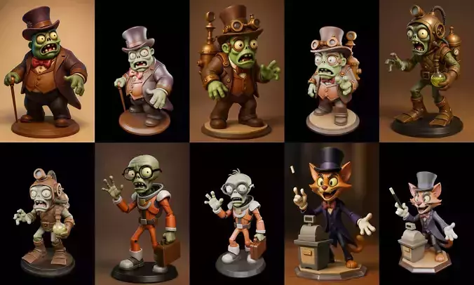 Funny Zombie bundle 3 pack 100 glb