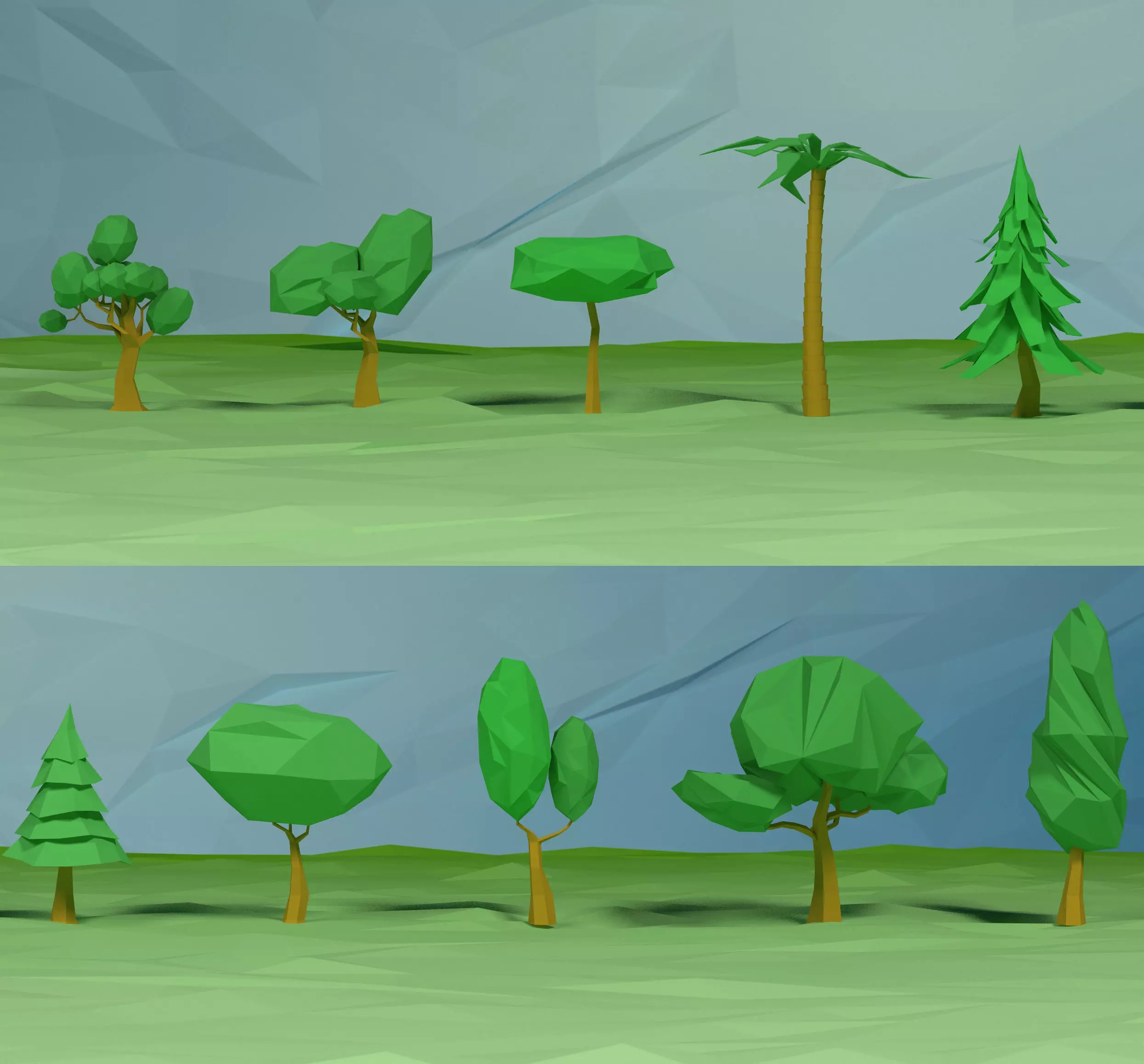 Lowpoly trees pack Low-poly 3D model_0