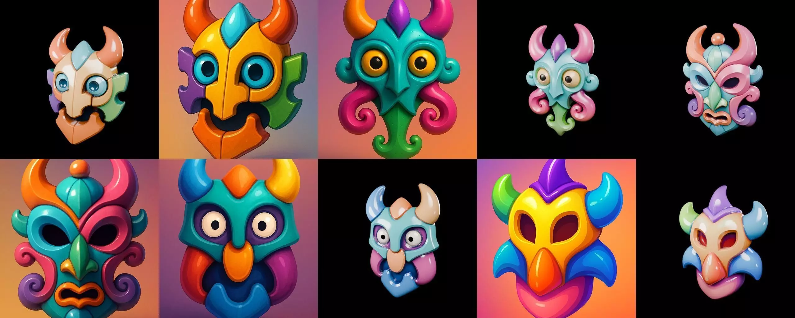 Crazy Funny Mask bundle 7 pack 100 glb 3D model_0