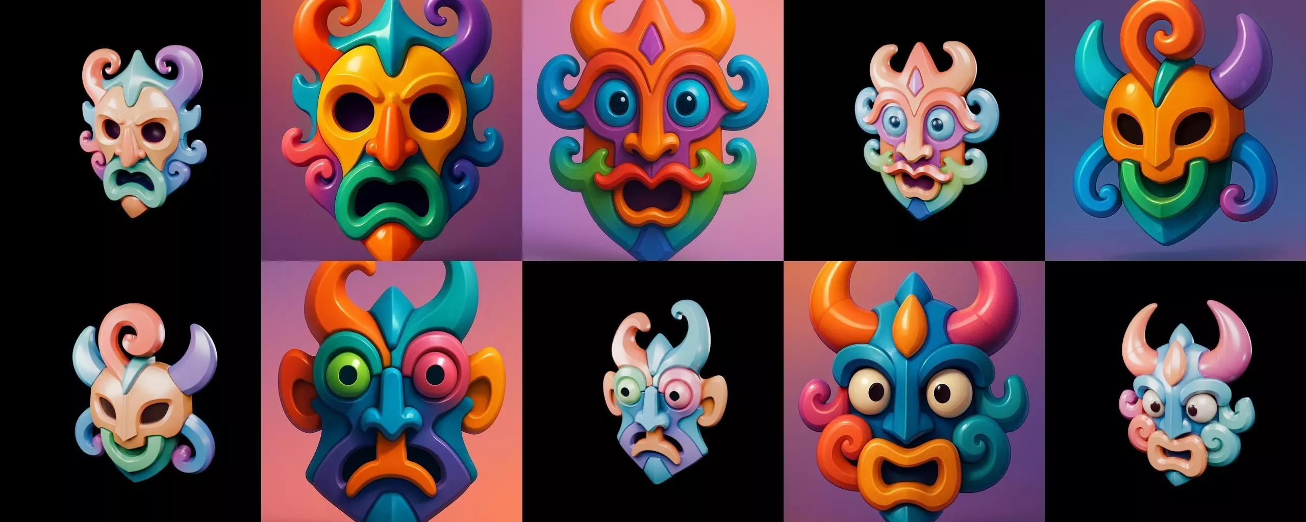 Crazy Funny Mask bundle 7 pack 100 glb 3D model_16