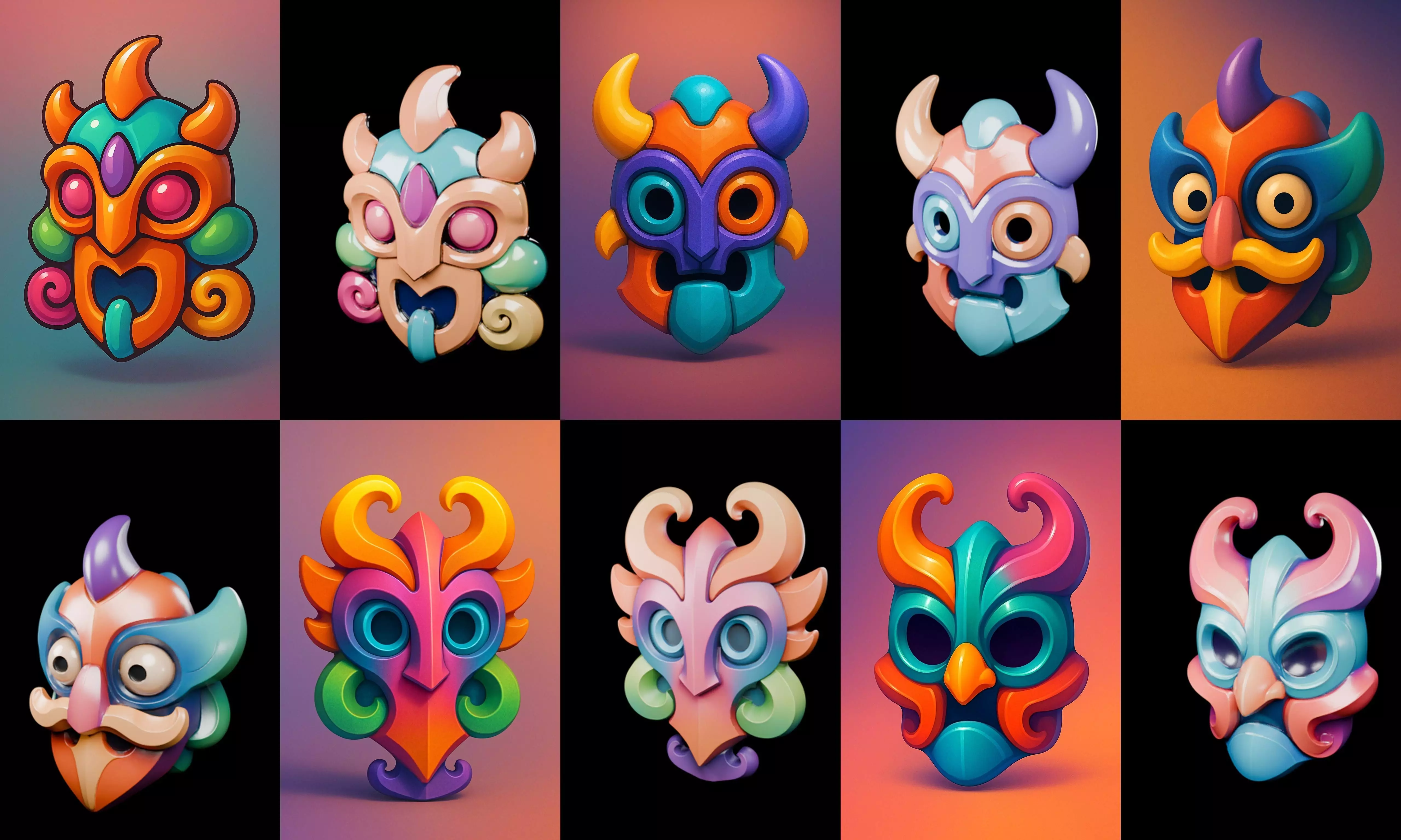 Crazy Funny Mask bundle 7 pack 100 glb 3D model_19