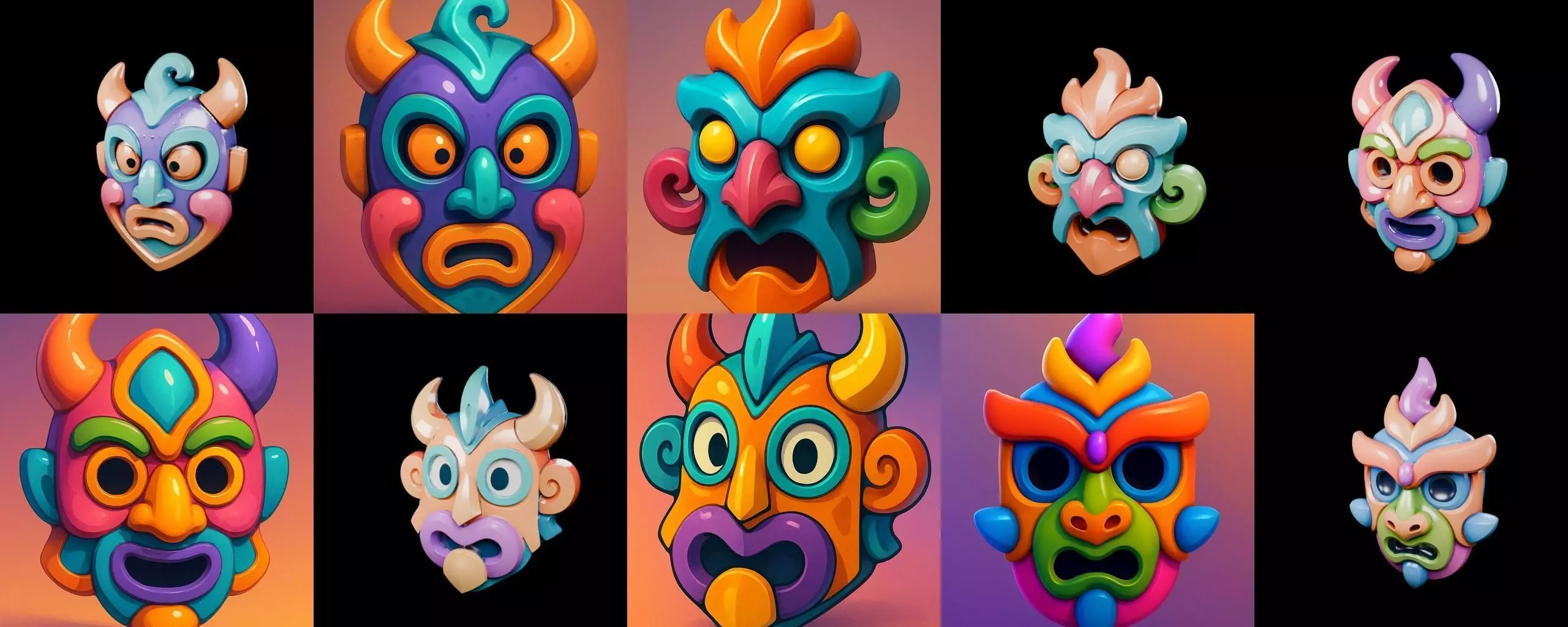 Crazy Funny Mask bundle 7 pack 100 glb 3D model_17