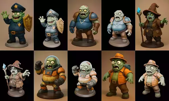 Funny Zombie bundle 2 pack 100 glb