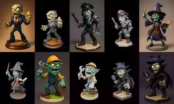 Funny Zombie bundle 14 pack 14 glb