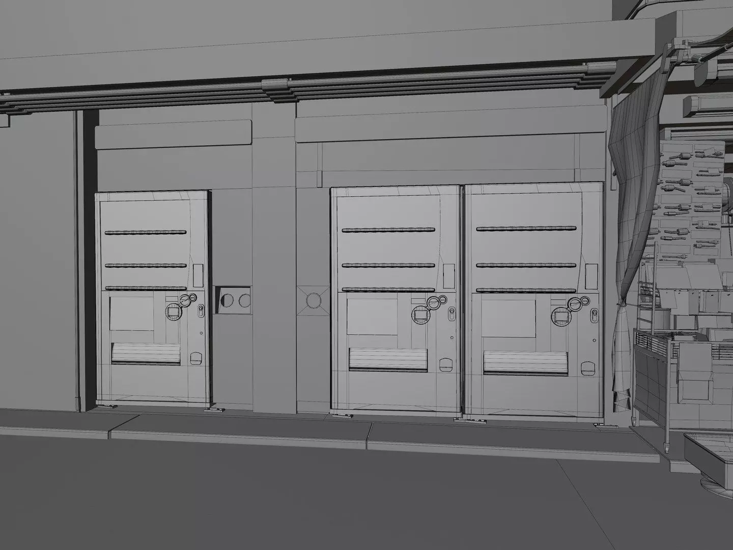 Akihabara Tokyo Street with Buildings and Sidewalk Low-poly 3D model_23