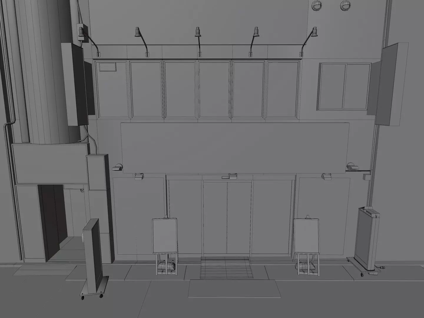 Akihabara Tokyo Street with Buildings and Sidewalk Low-poly 3D model_22