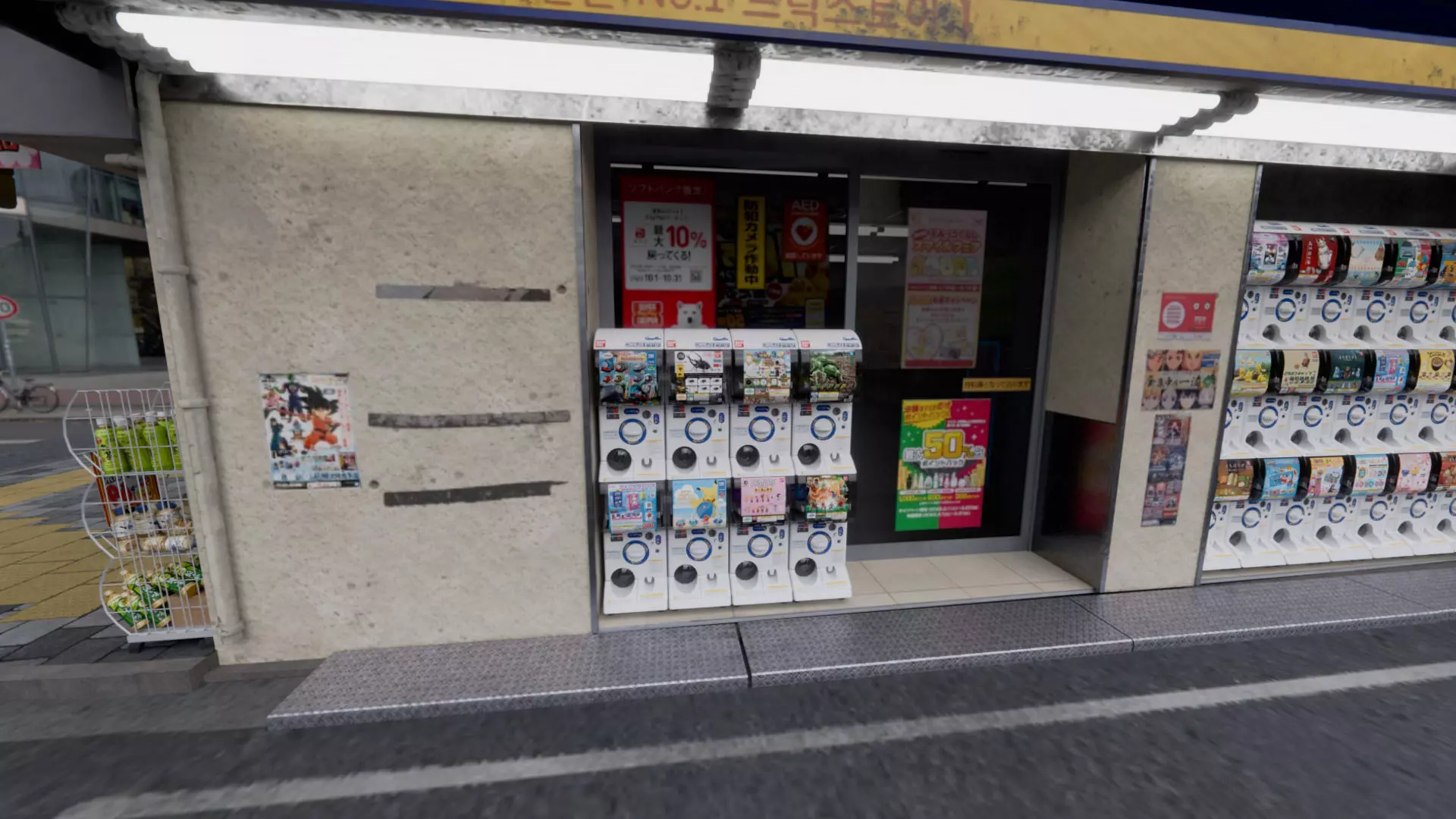 Akihabara Tokyo Street with Buildings and Sidewalk Low-poly 3D model_15