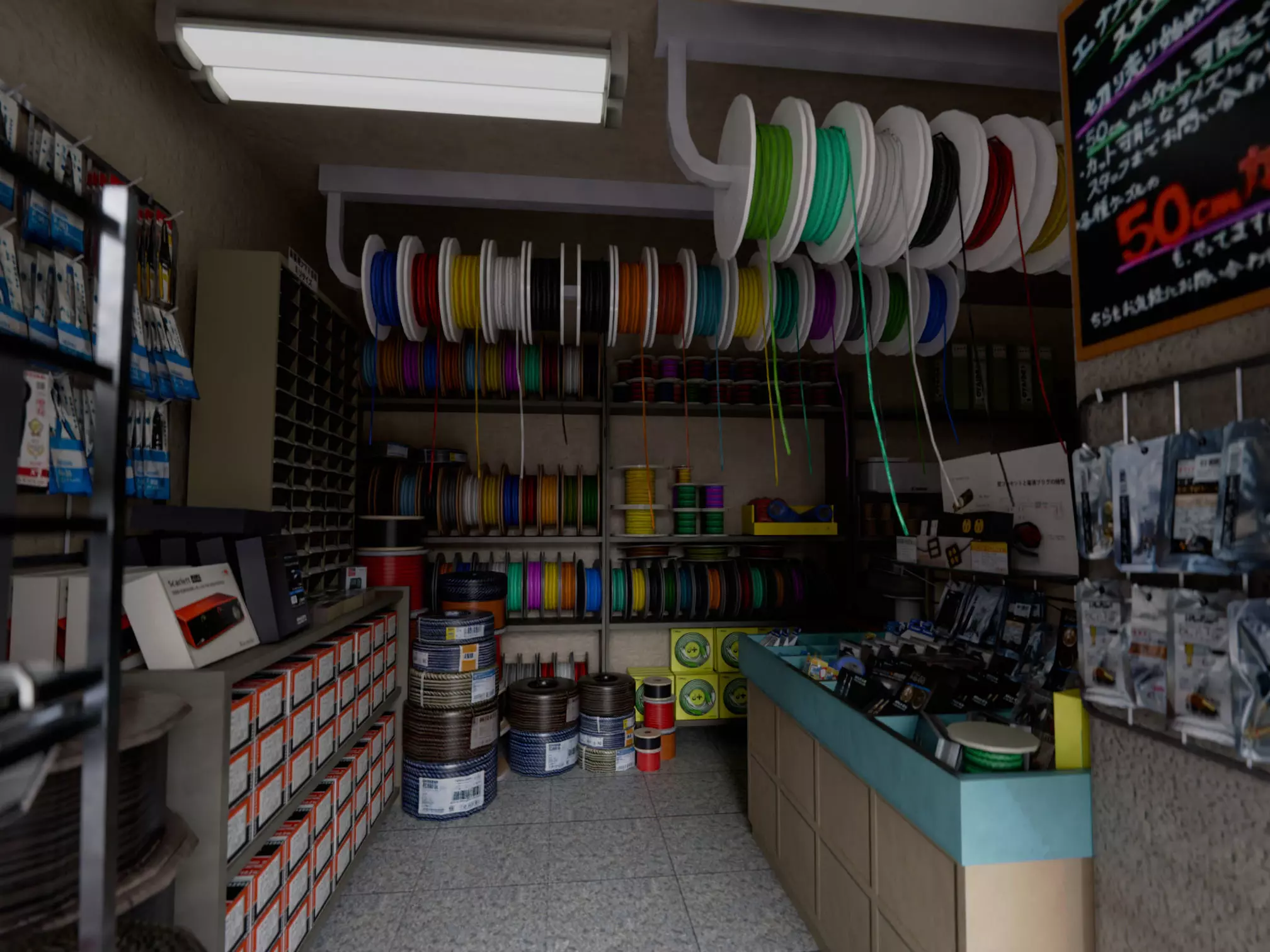 Akihabara Tokyo Street with Buildings and Sidewalk Low-poly 3D model_19