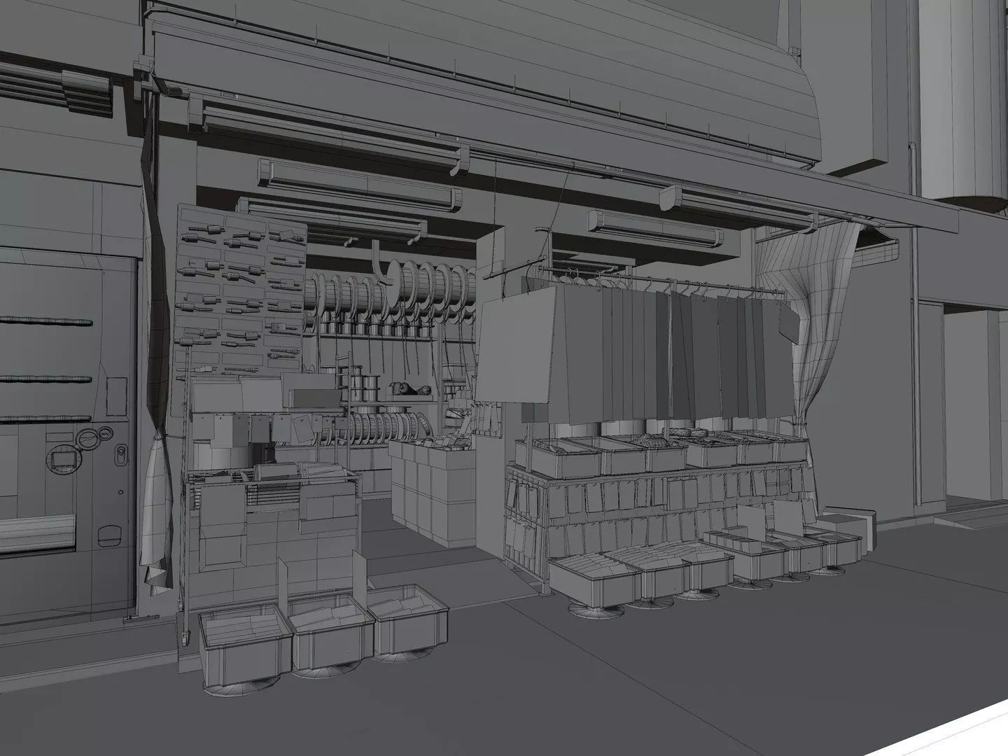 Akihabara Tokyo Street with Buildings and Sidewalk Low-poly 3D model_26