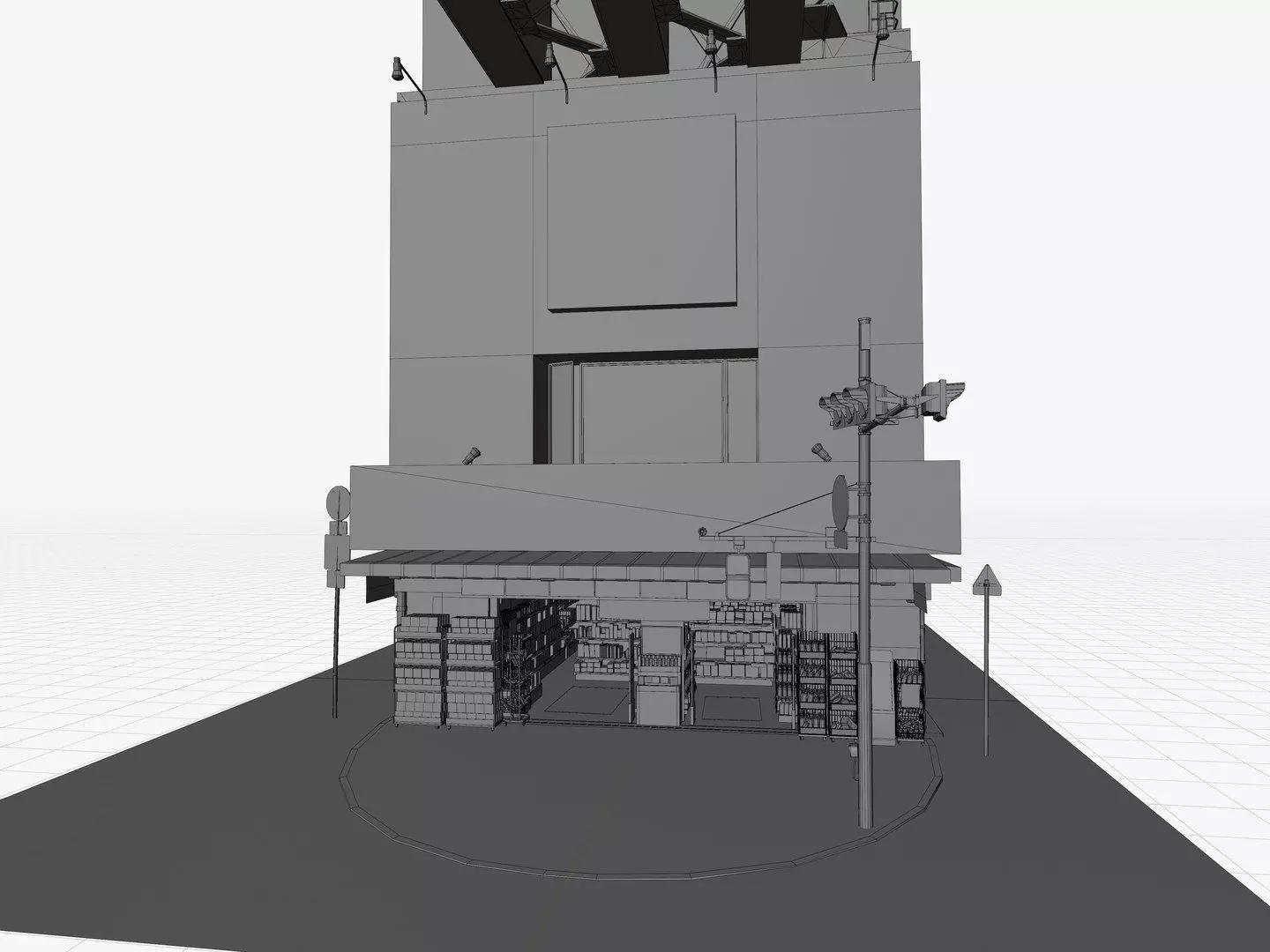 Akihabara Tokyo Street with Buildings and Sidewalk Low-poly 3D model_20