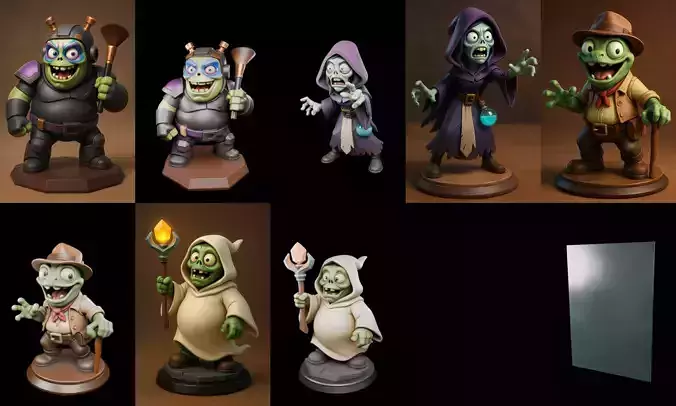 Funny Zombie bundle 11 pack 100 glb