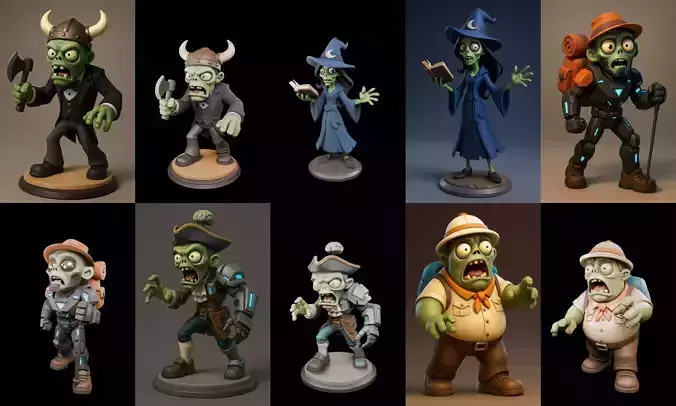 Funny Zombie bundle 10 pack 100 glb