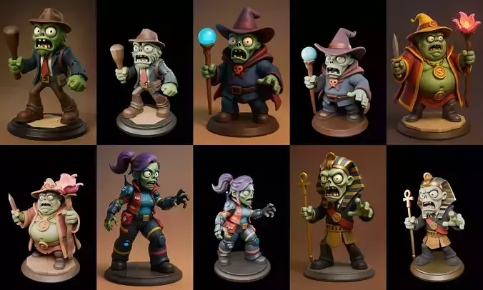 Funny Zombie bundle 1 pack 100 glb