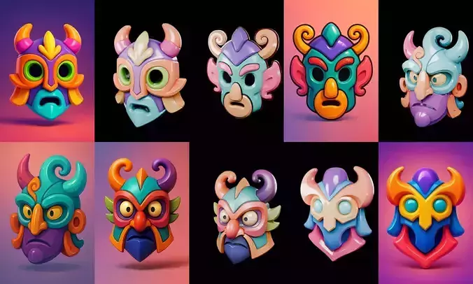 Crazy Funny Mask bundle 13 pack 100 glb