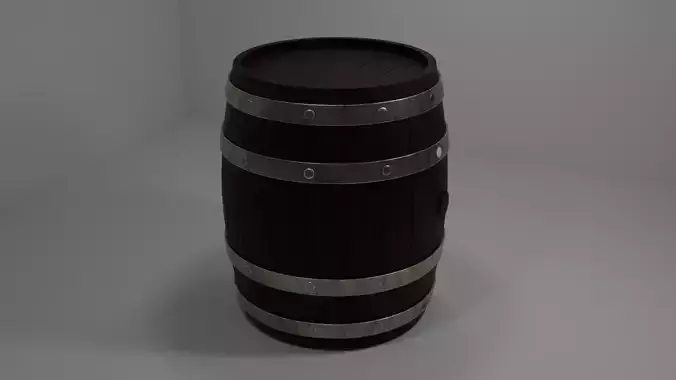 Realistic Wooden Barrel 3D Model Game Ready  PBR Textured