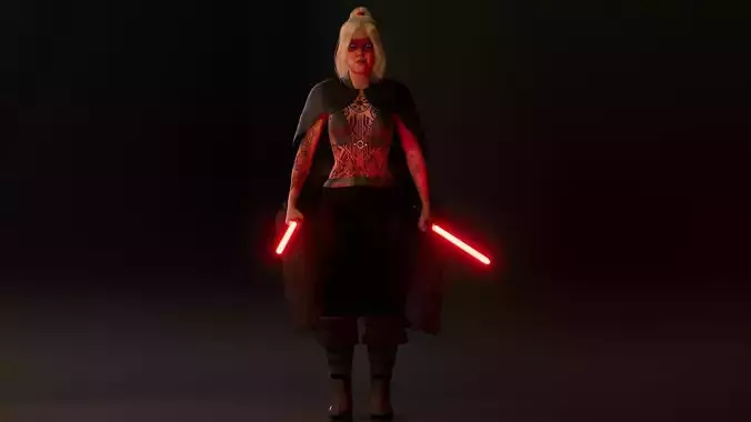 Female Sith Warior Dual Saber Rigged 3d Character 3D model