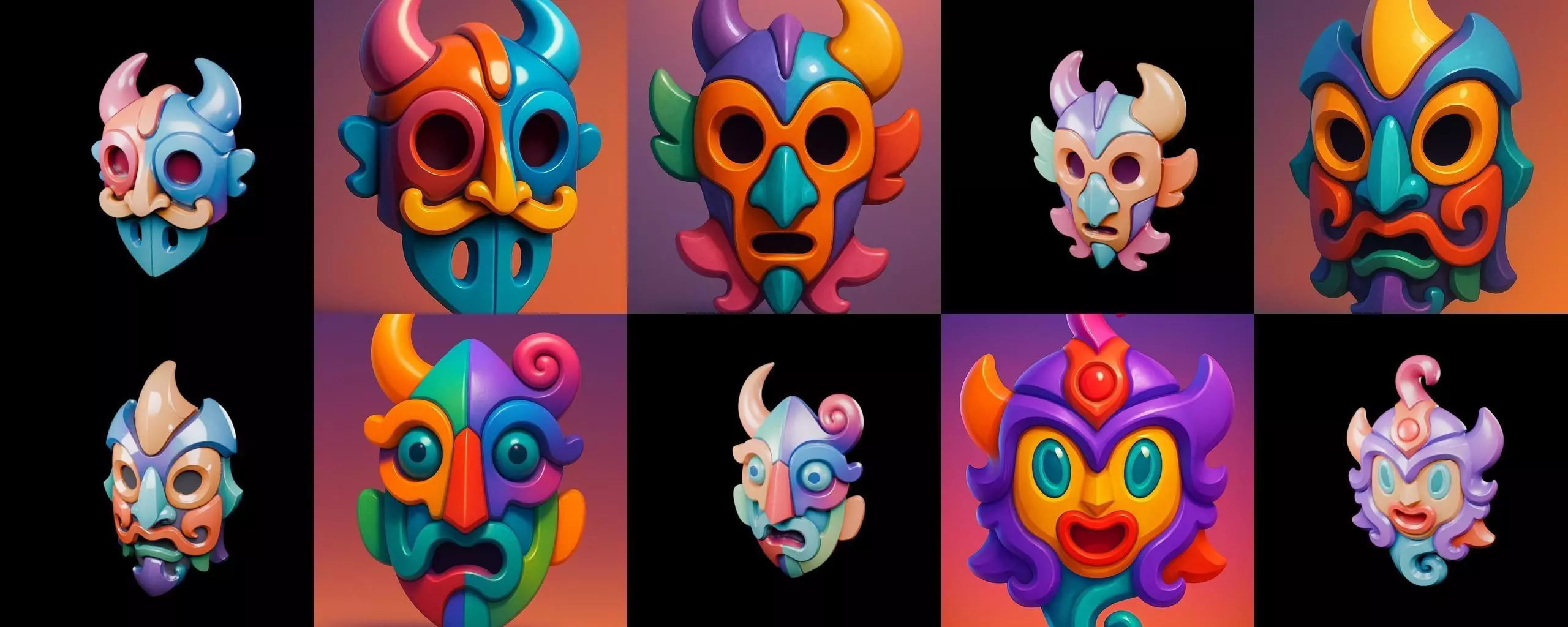 Crazy Funny Mask bundle 10 pack 100 glb 3D model_0