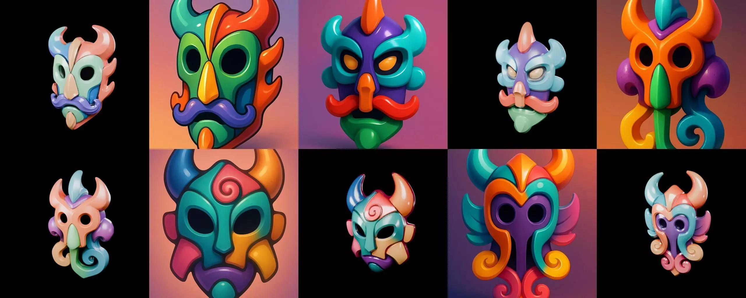 Crazy Funny Mask bundle 10 pack 100 glb 3D model_10