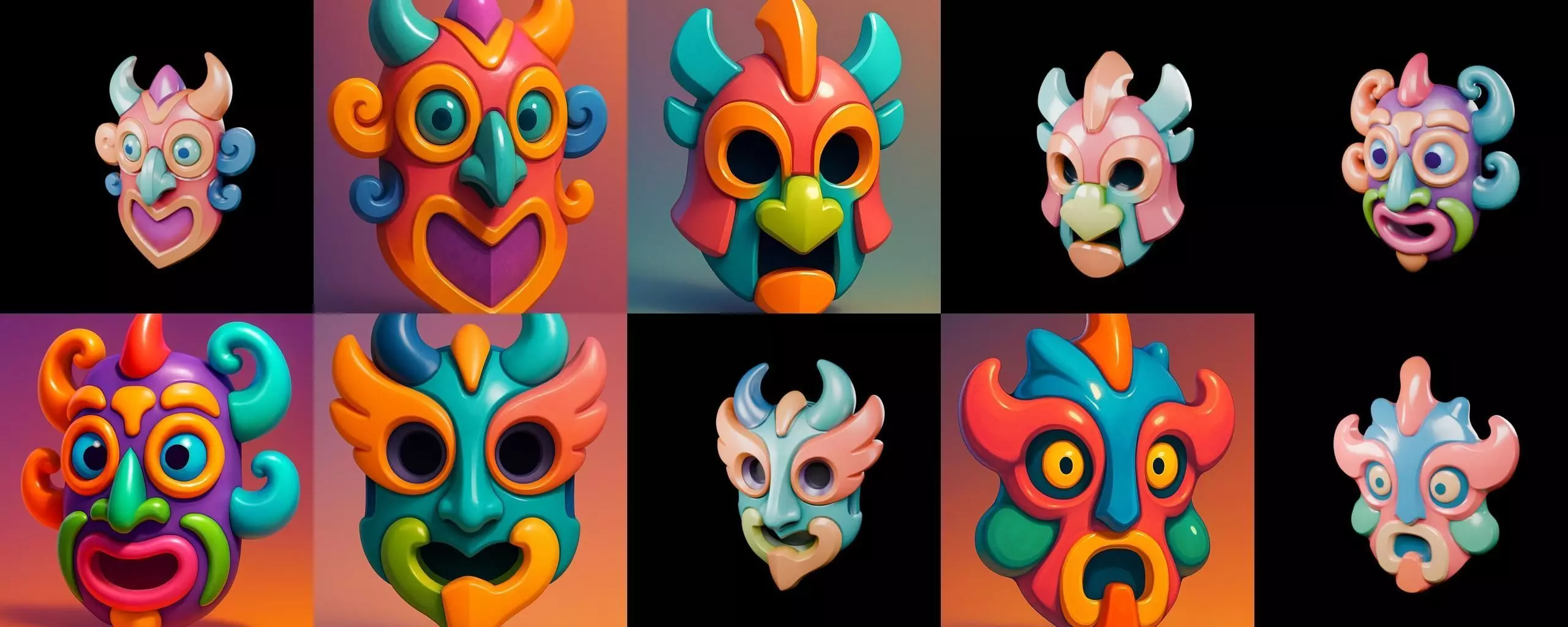 Crazy Funny Mask bundle 10 pack 100 glb 3D model_17