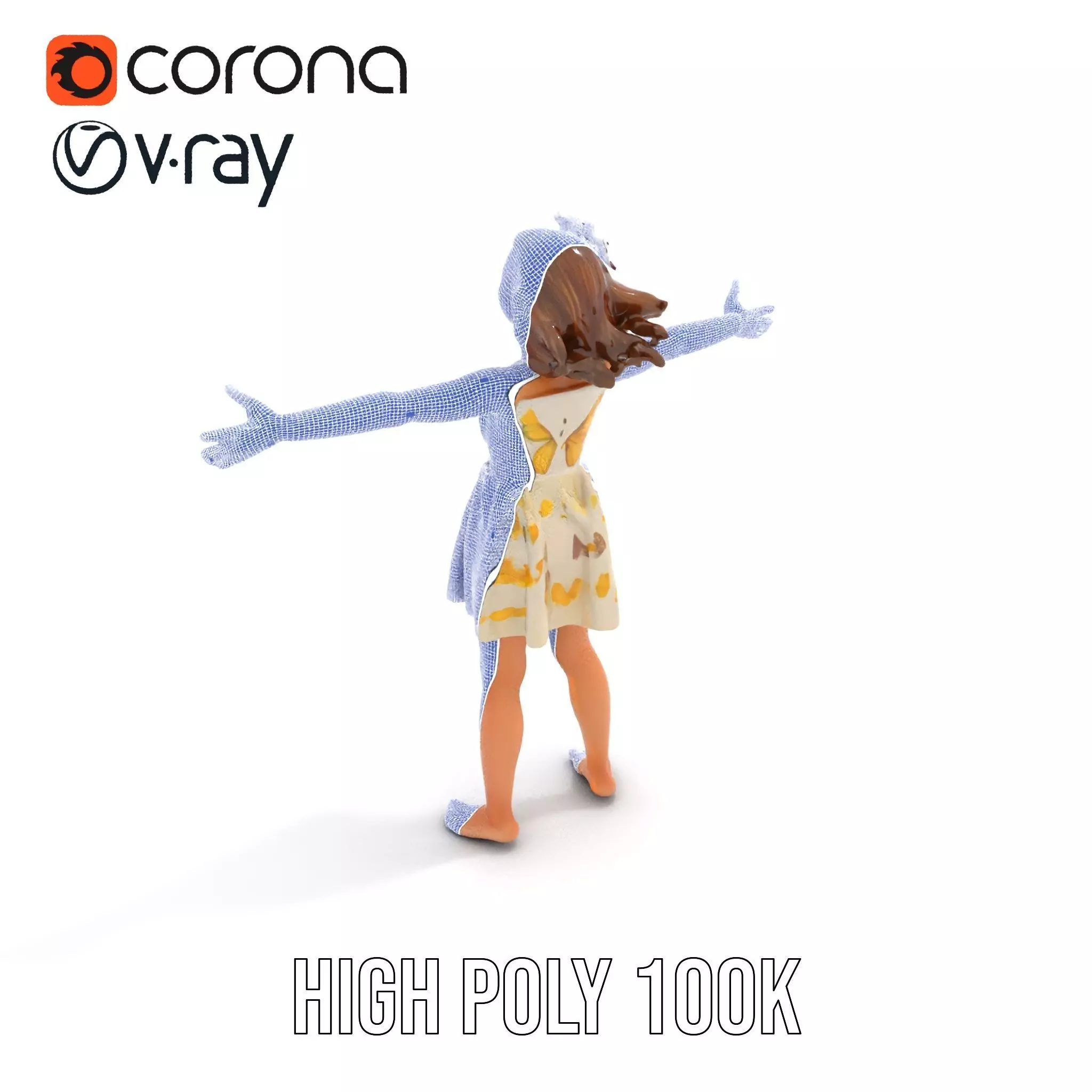 Butterfly Dress Model Pack for Kids Fashion Low-poly 3D model_29