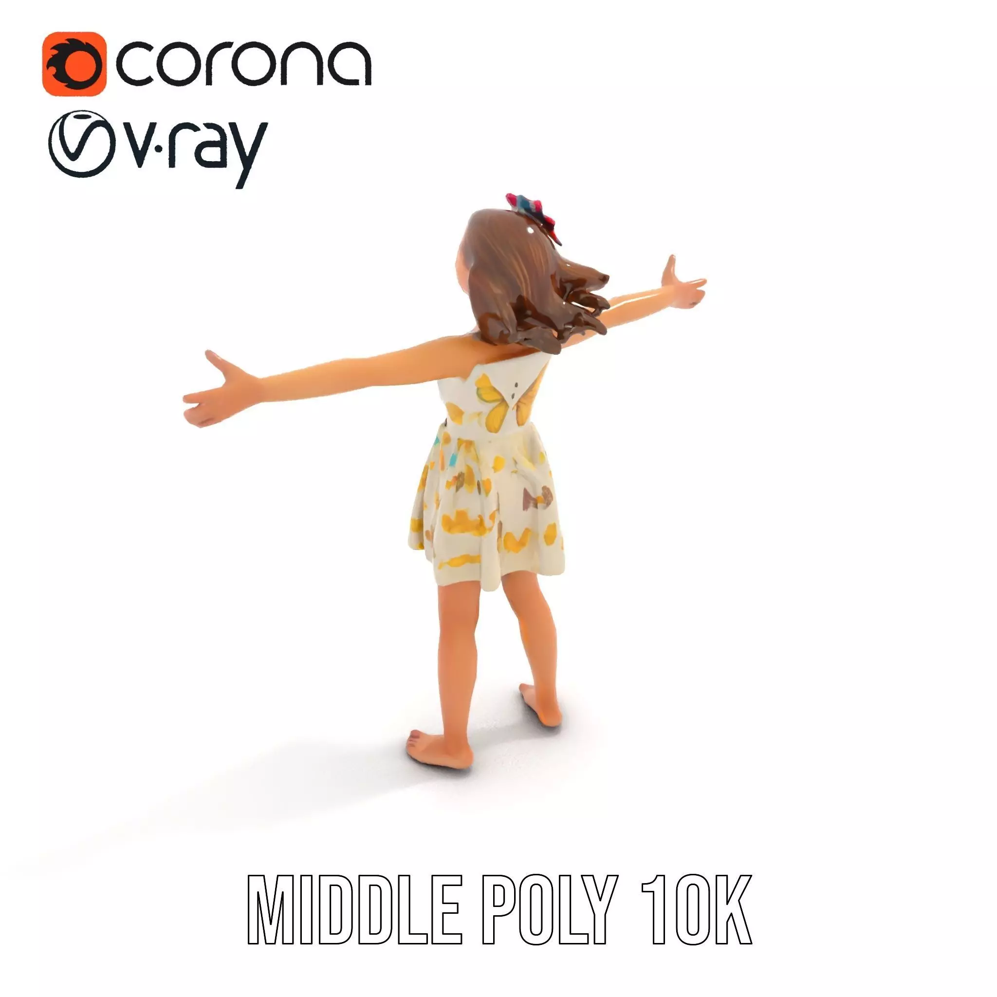 Butterfly Dress Model Pack for Kids Fashion Low-poly 3D model_7