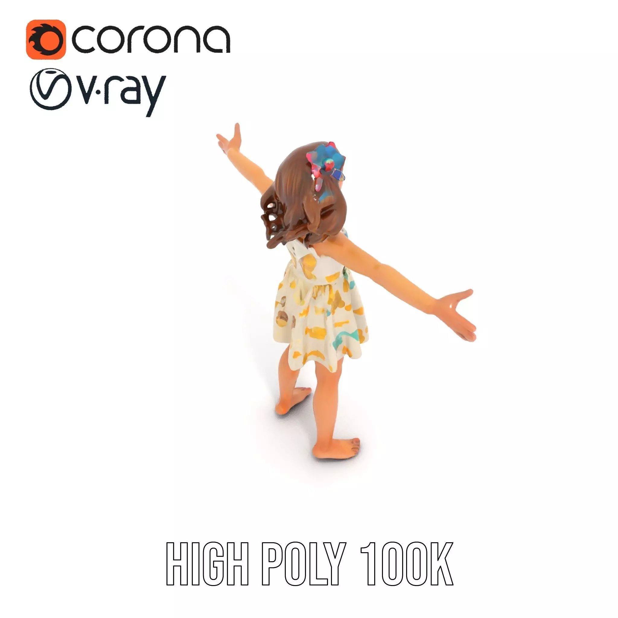 Butterfly Dress Model Pack for Kids Fashion Low-poly 3D model_10