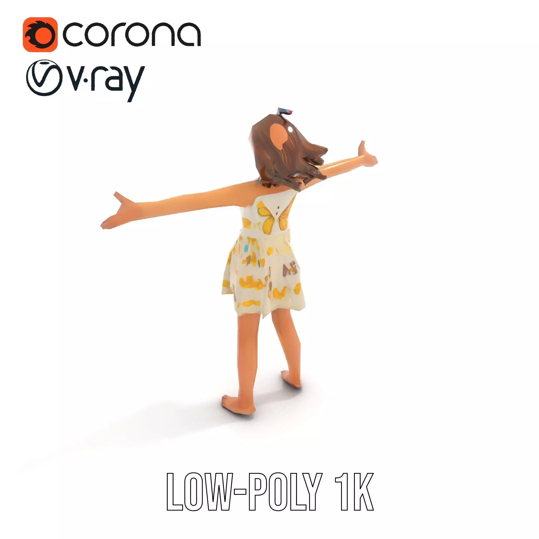 Butterfly Dress Model Pack for Kids Fashion Low-poly 3D model_12