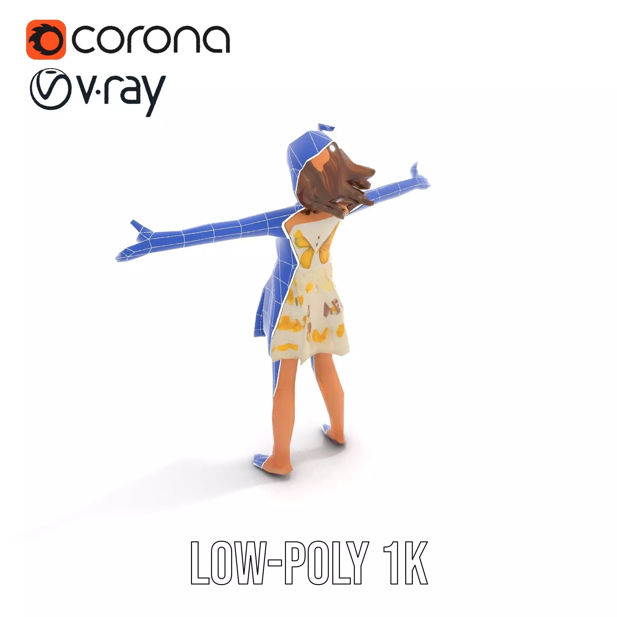 Butterfly Dress Model Pack for Kids Fashion Low-poly 3D model_28