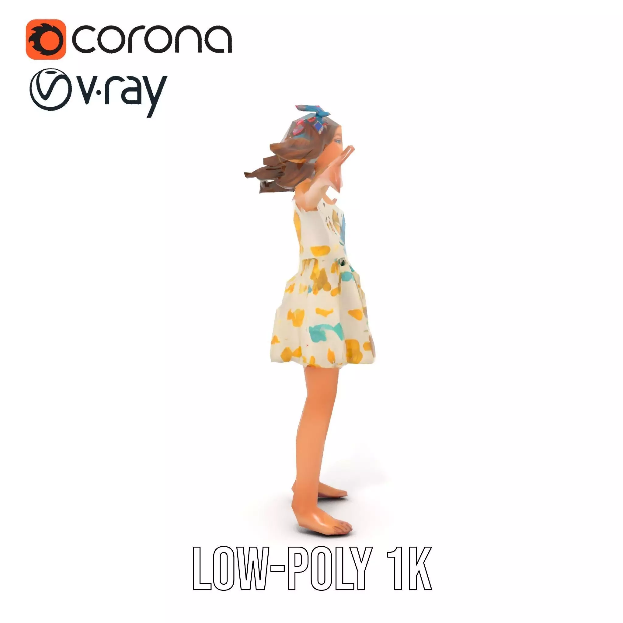 Butterfly Dress Model Pack for Kids Fashion Low-poly 3D model_15