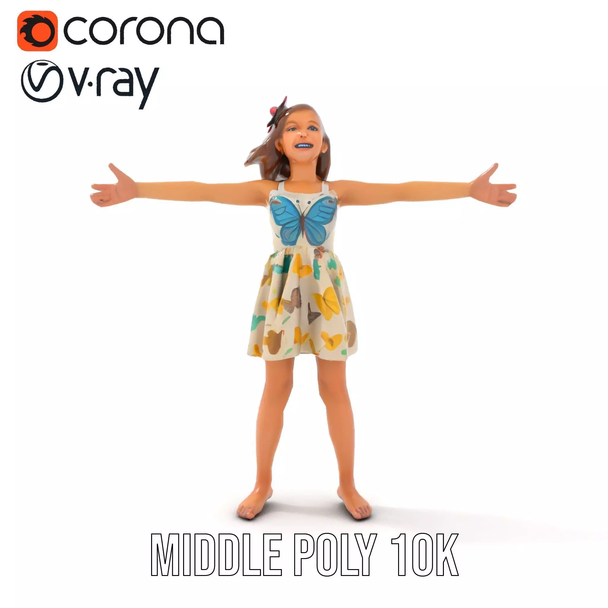 Butterfly Dress Model Pack for Kids Fashion Low-poly 3D model_16