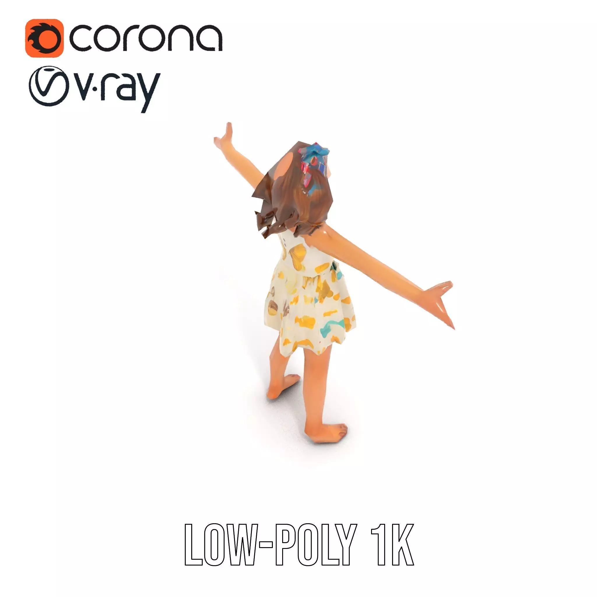 Butterfly Dress Model Pack for Kids Fashion Low-poly 3D model_8