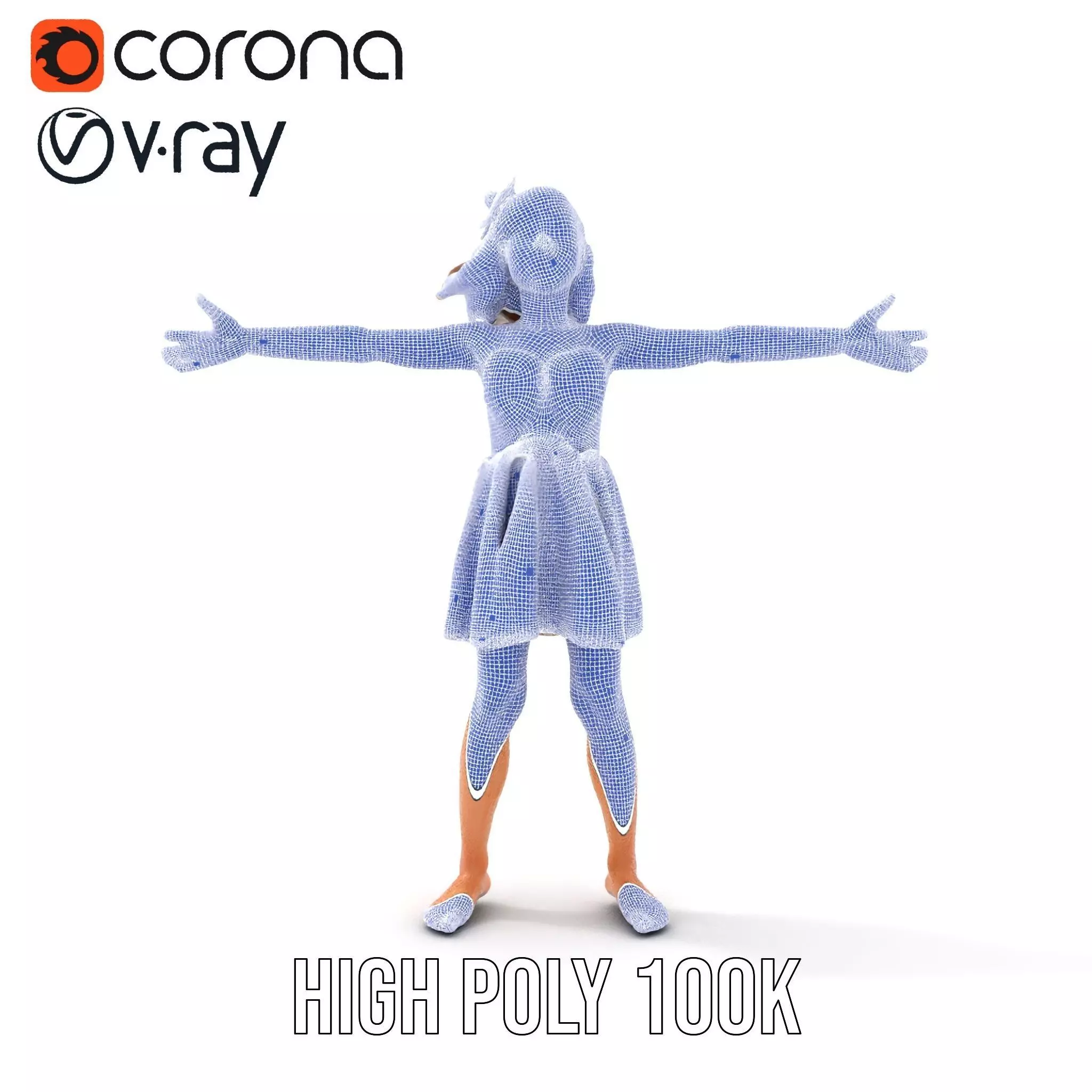 Butterfly Dress Model Pack for Kids Fashion Low-poly 3D model_32