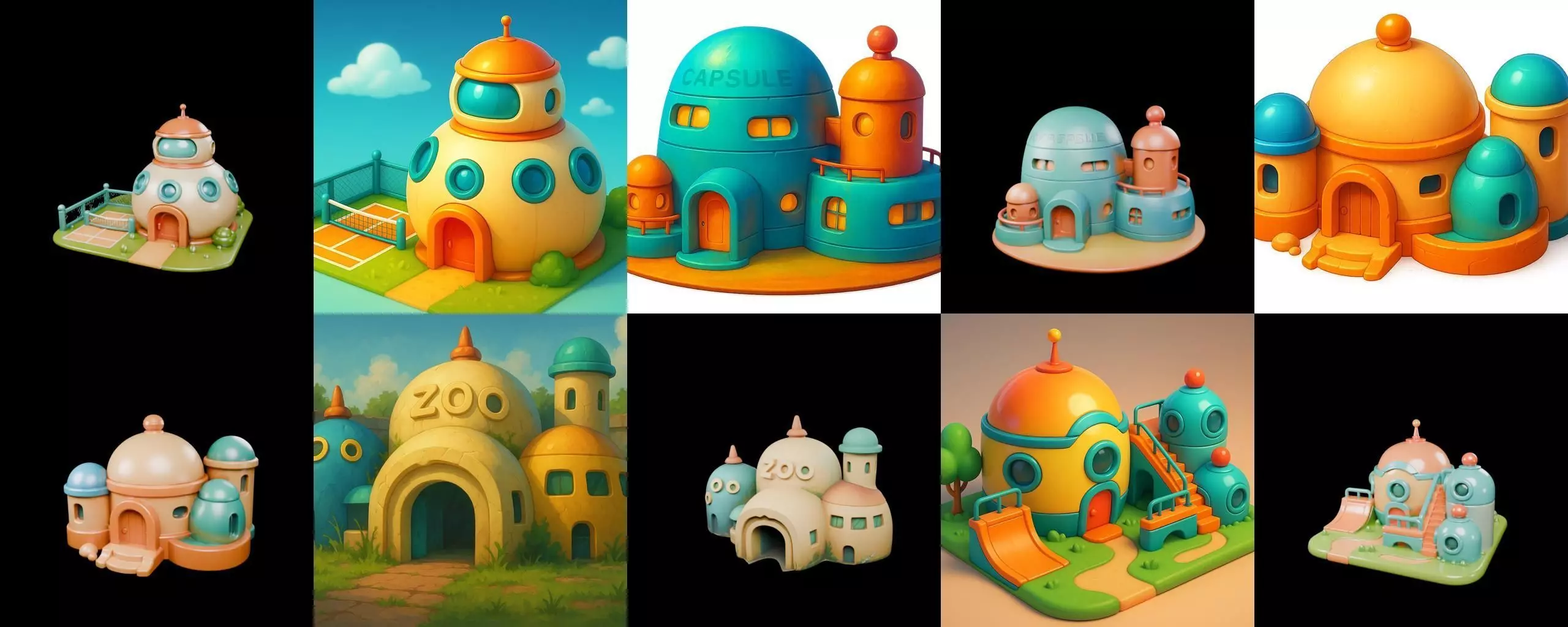 cool house bundle 2 pack 100 glb 3D model_0