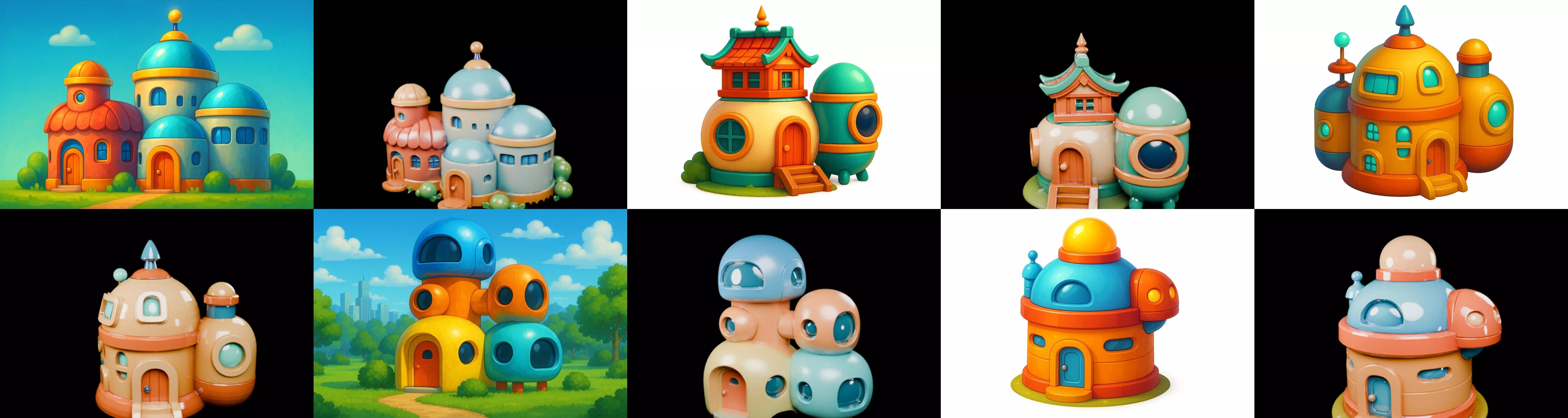 cool house bundle 2 pack 100 glb 3D model_1