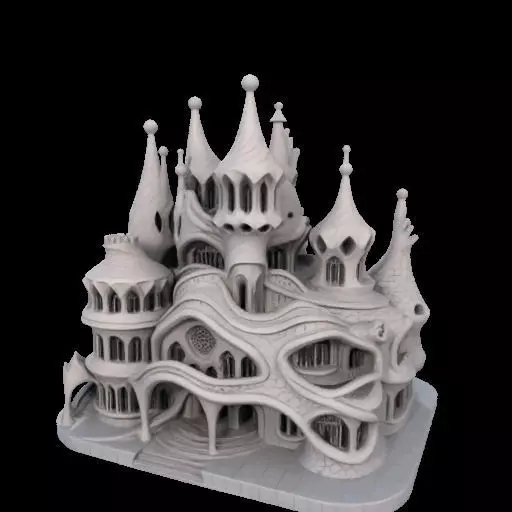 Surreal Gothic Fantasy Building 3D print model_24