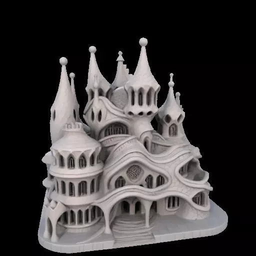 Surreal Gothic Fantasy Building 3D print model_4