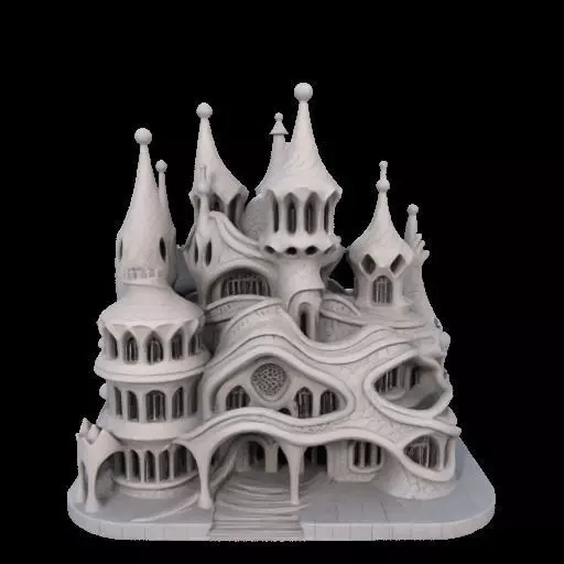Surreal Gothic Fantasy Building 3D print model_2