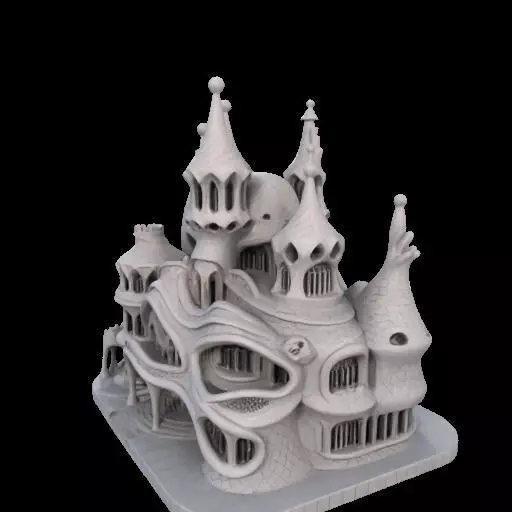 Surreal Gothic Fantasy Building 3D print model_21