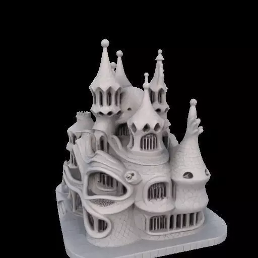 Surreal Gothic Fantasy Building 3D print model_20