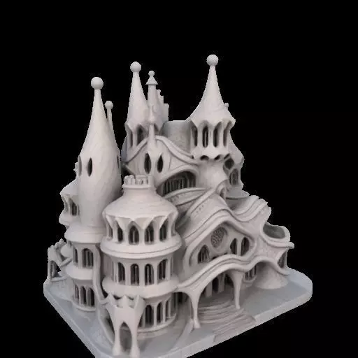 Surreal Gothic Fantasy Building 3D print model_26