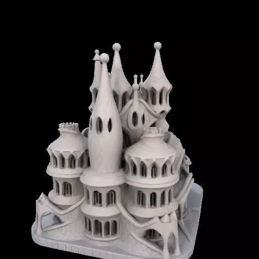 Surreal Gothic Fantasy Building 3D print model_29