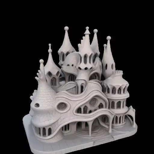 Surreal Gothic Fantasy Building 3D print model_12