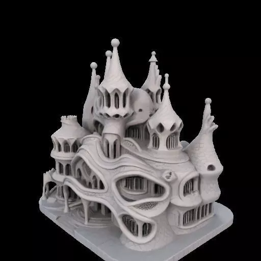 Surreal Gothic Fantasy Building 3D print model_22