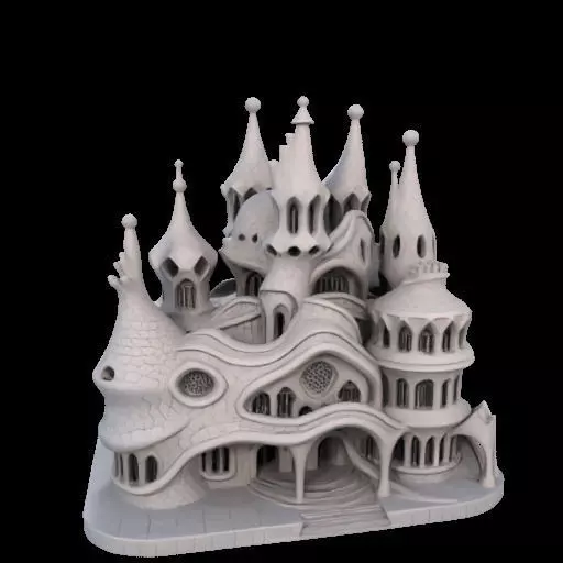 Surreal Gothic Fantasy Building 3D print model_11
