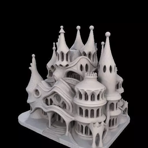 Surreal Gothic Fantasy Building 3D print model_7