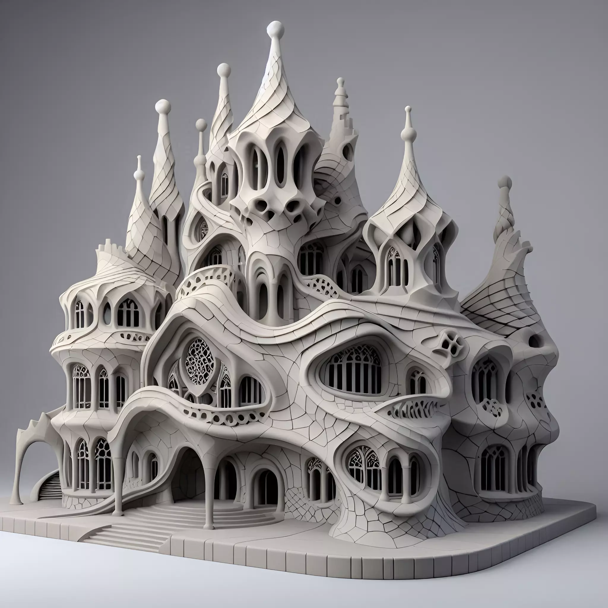 Surreal Gothic Fantasy Building 3D print model_0