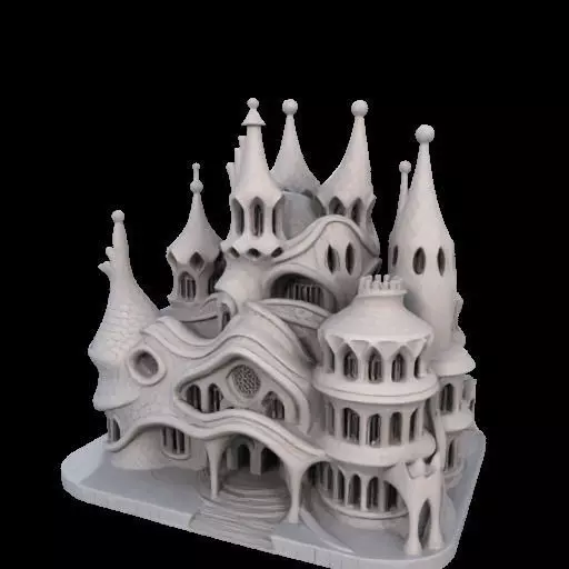Surreal Gothic Fantasy Building 3D print model_8